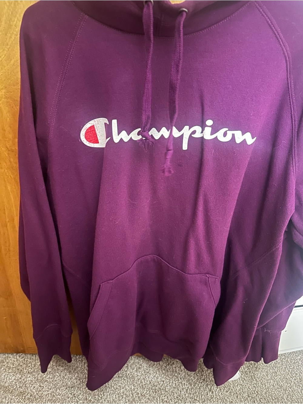Champion Women’s Crewneck Hooded Sweatshirt in Plum Purple